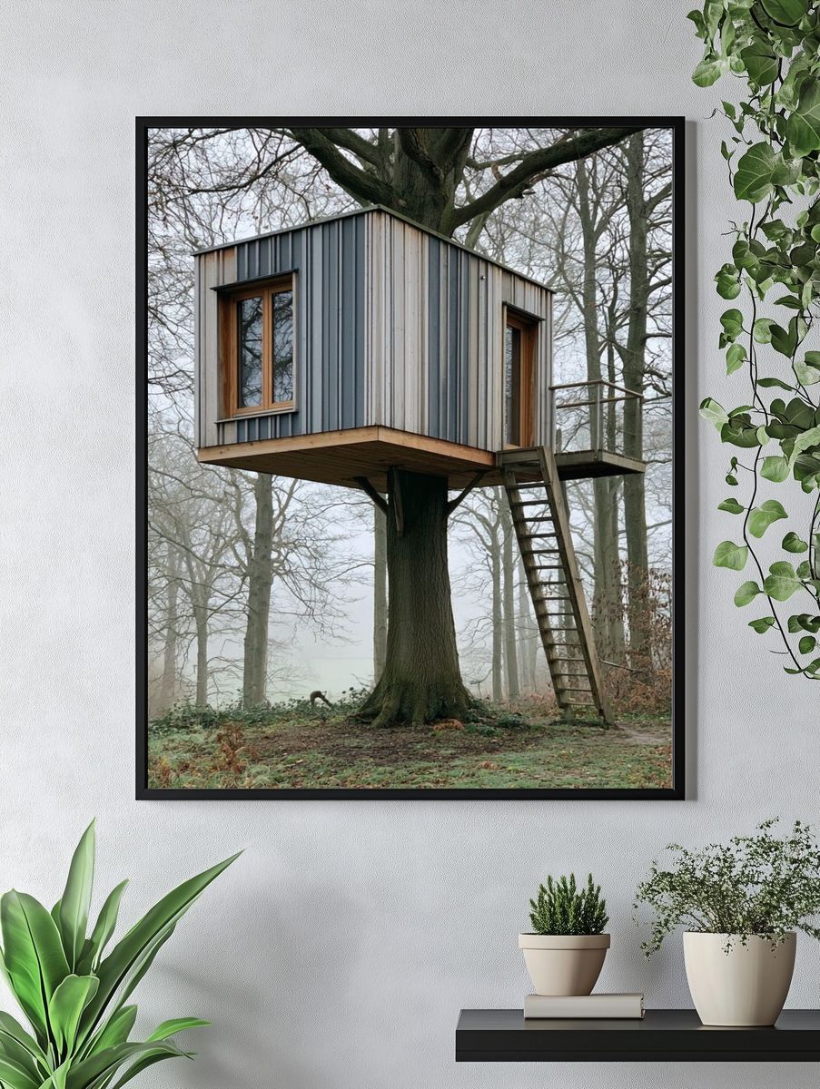 Treehouse in Misty Forest Poster. — room view 4