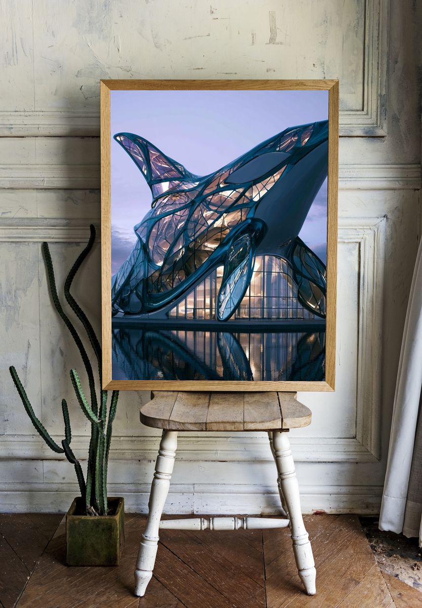 Futuristic Glass Pavilion Architecture Print. room preview