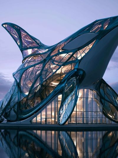 Futuristic Glass Pavilion Architecture Print.