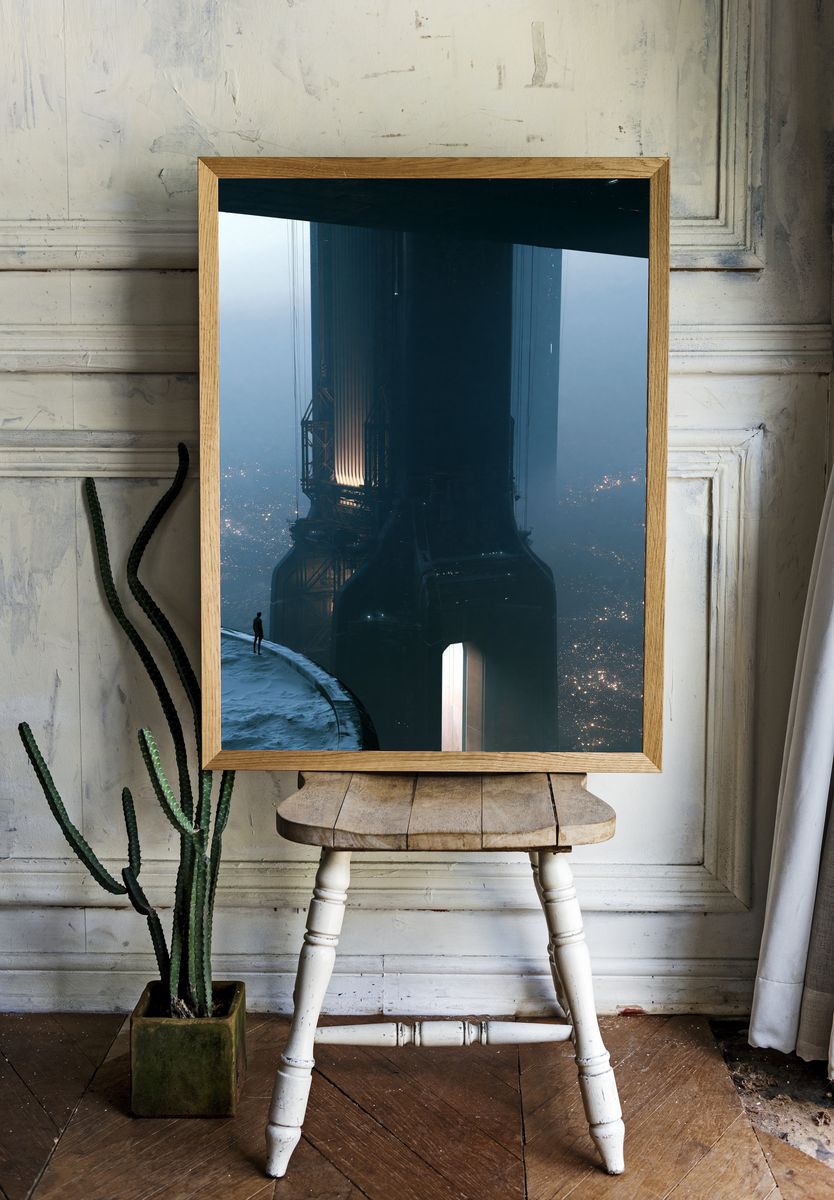 Futuristic Tower Cityscape Poster. room preview