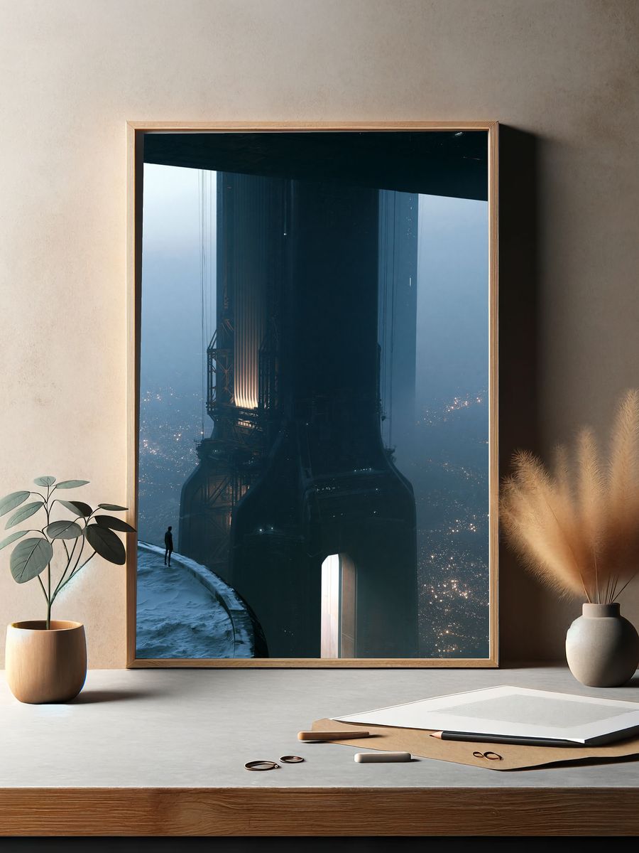 Futuristic Tower Cityscape Poster. — room view 2