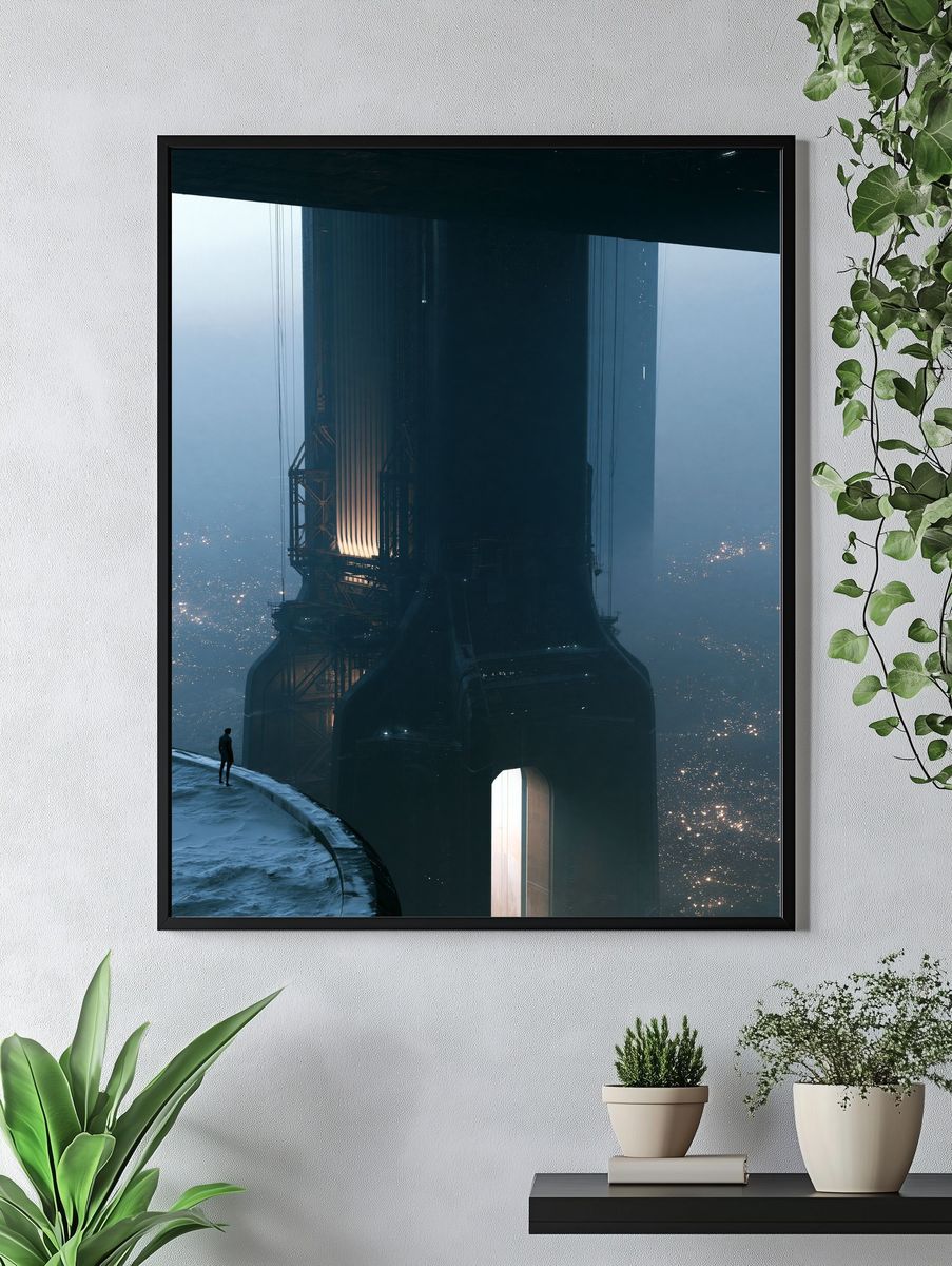 Futuristic Tower Cityscape Poster. — room view 4