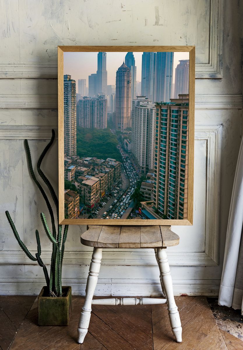 Urban Skyline Cityscape Photography Poster. — room view 1
