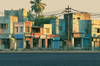 Tropical Streetfront Architecture Poster. poster
