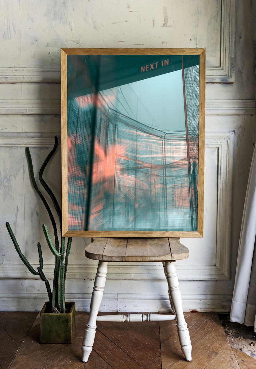 Neon Mesh Corridor Photography Poster. room preview