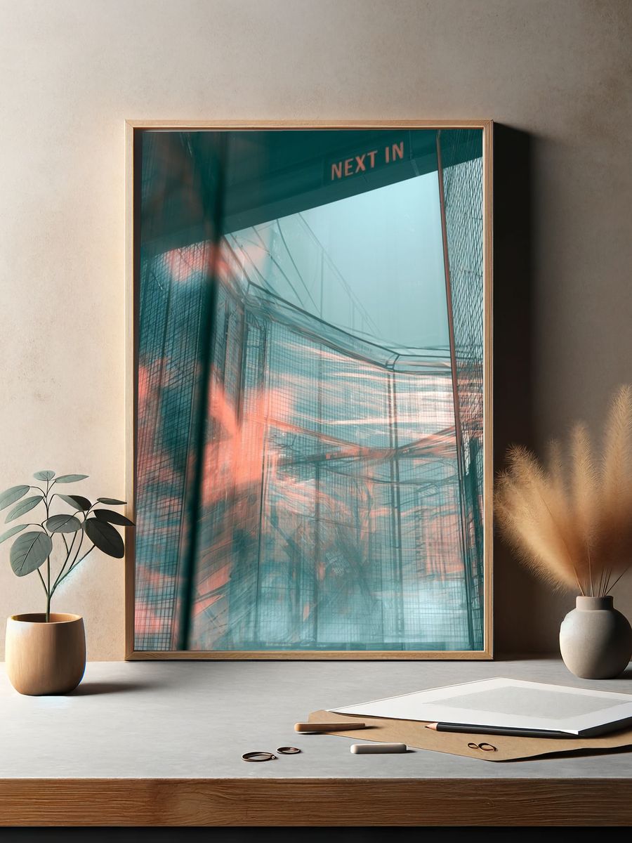 Neon Mesh Corridor Photography Poster. — room view 2