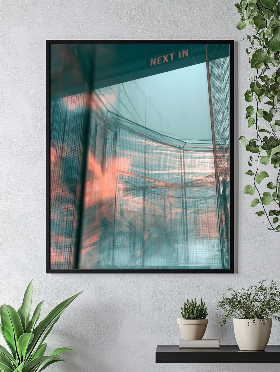 Neon Mesh Corridor Photography Poster. — room view 4