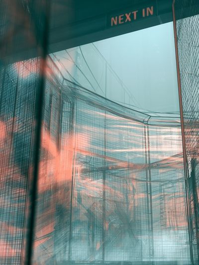Neon Mesh Corridor Photography Poster.