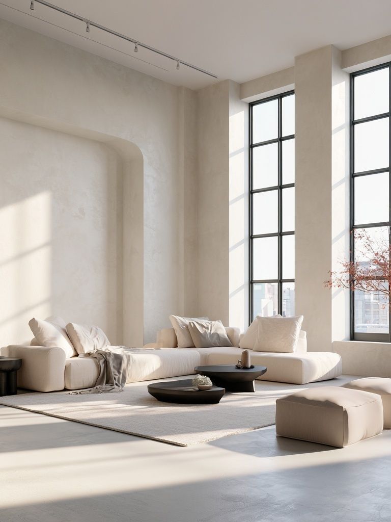 Minimalist Beige Living Room Poster. poster — architecture art