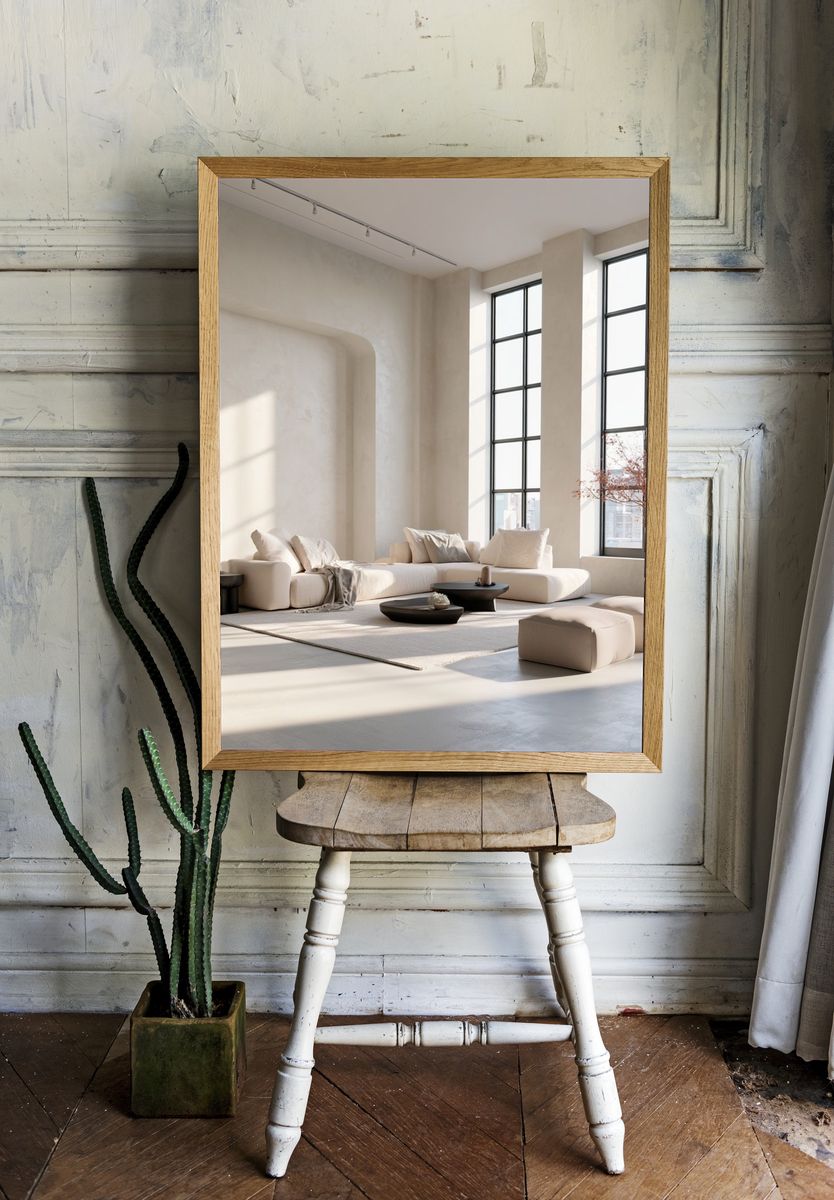 Minimalist Beige Living Room Poster. room preview