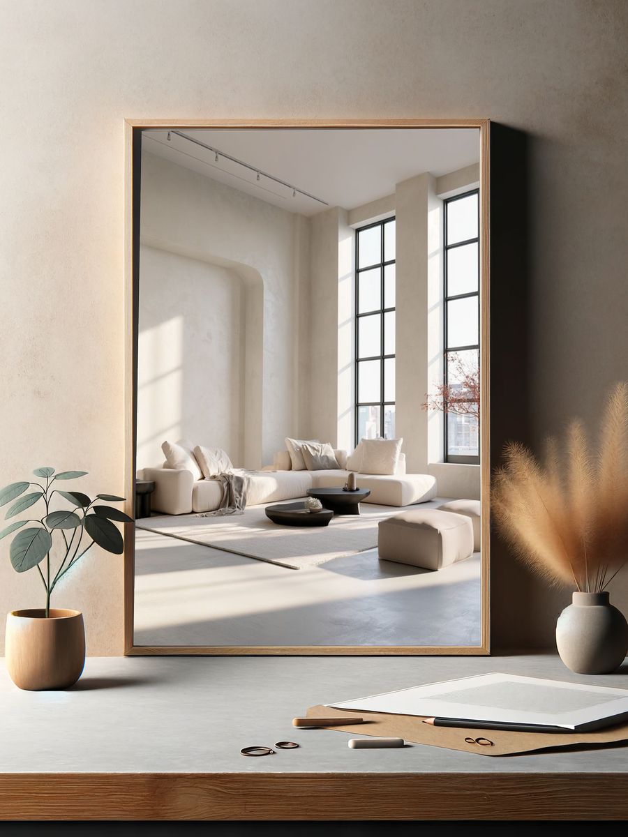 Minimalist Beige Living Room Poster. — room view 2