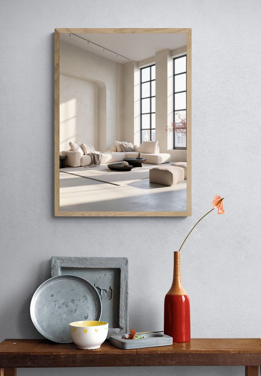Minimalist Beige Living Room Poster. — room view 3