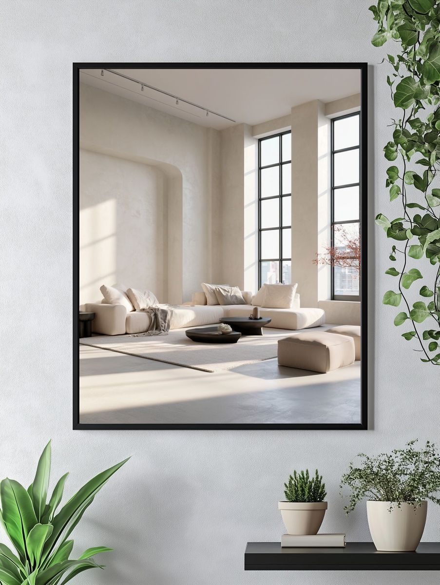Minimalist Beige Living Room Poster. — room view 4