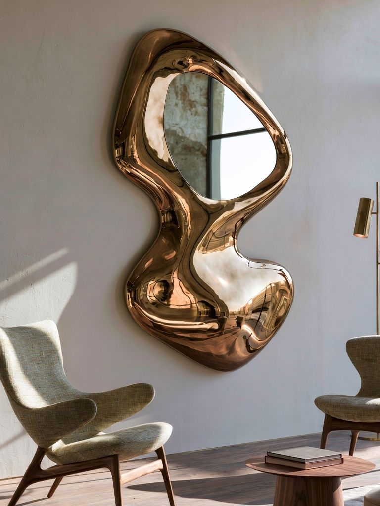 Modern Sculptural Mirror Poster. poster detail