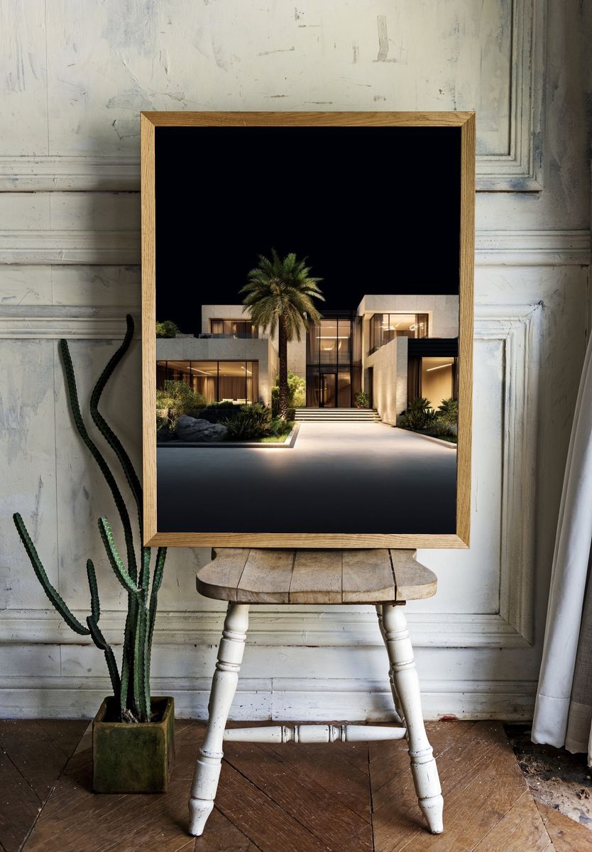 Modern Villa Night Architecture Poster. room preview