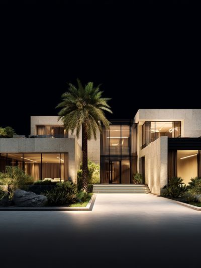 Modern Villa Night Architecture Poster. poster