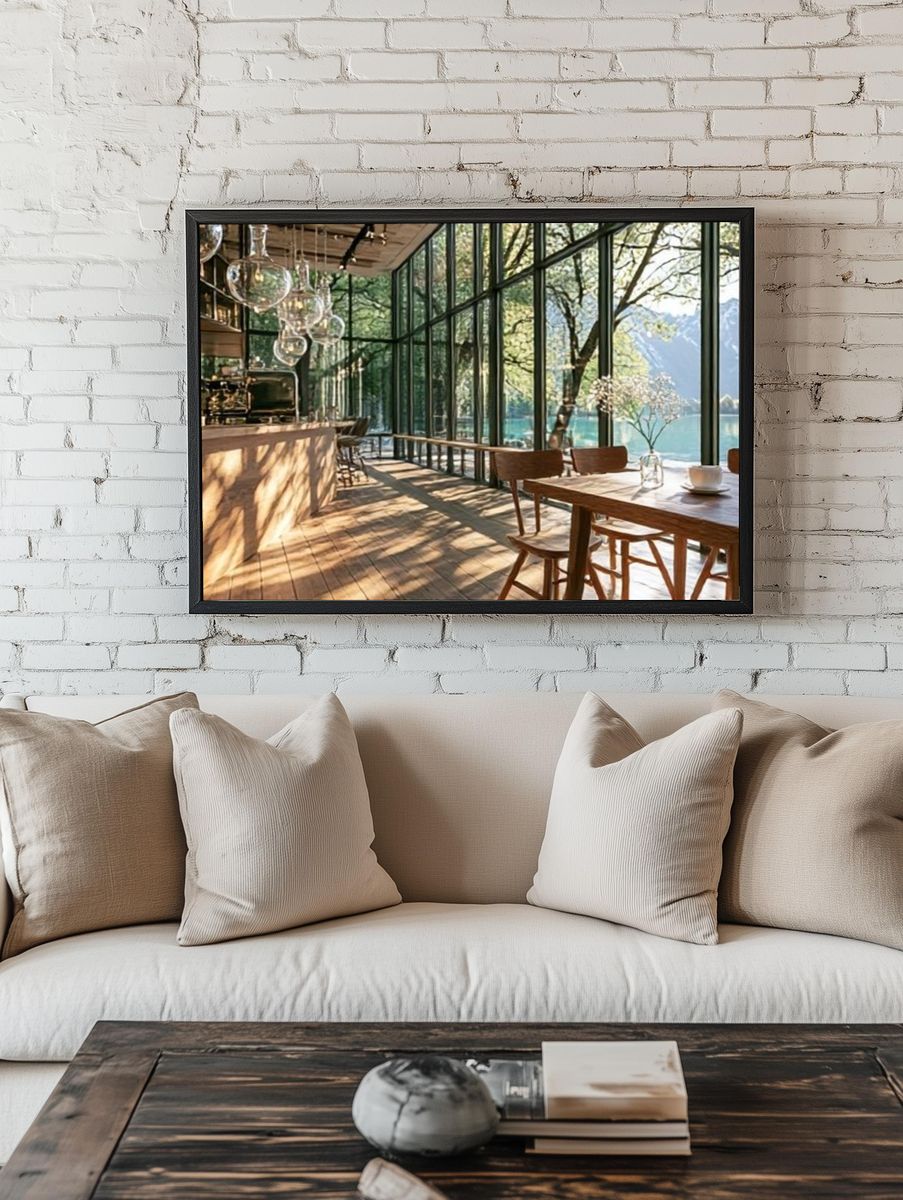 Lakeside Glass House Interior Poster. room preview