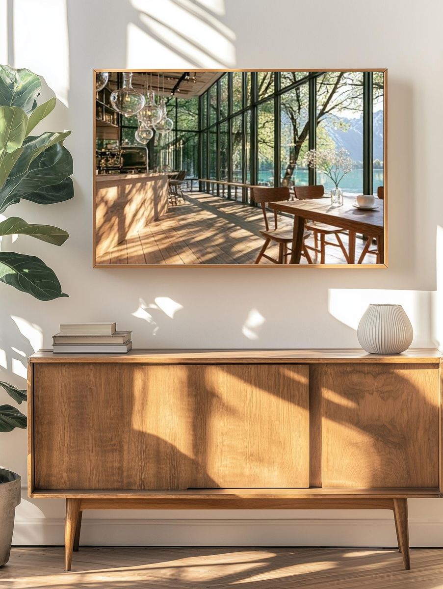Lakeside Glass House Interior Poster. — room view 3