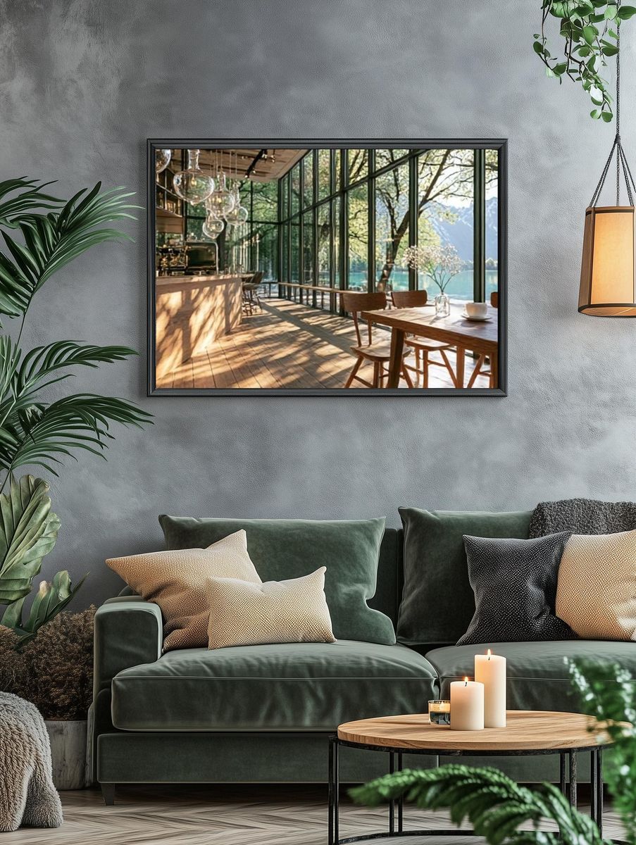 Lakeside Glass House Interior Poster. — room view 4