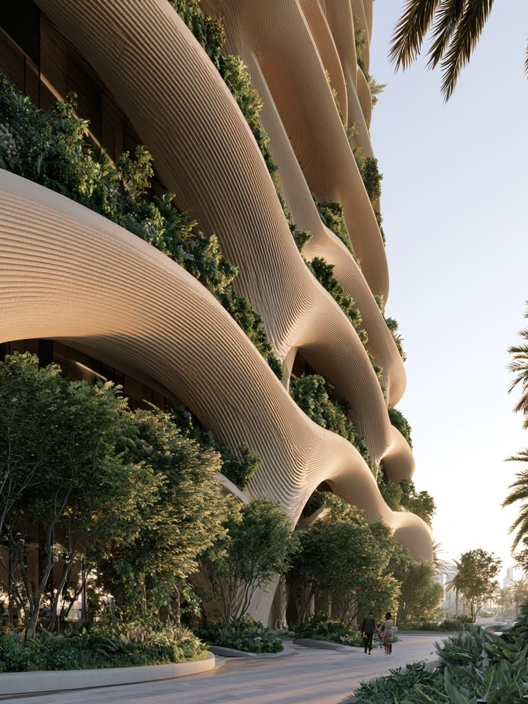 Futuristic Palm Building Architecture Print. poster — architecture art