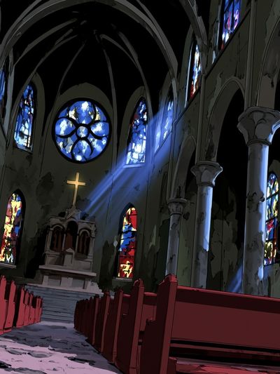 Stained Glass Cathedral Interior Poster.