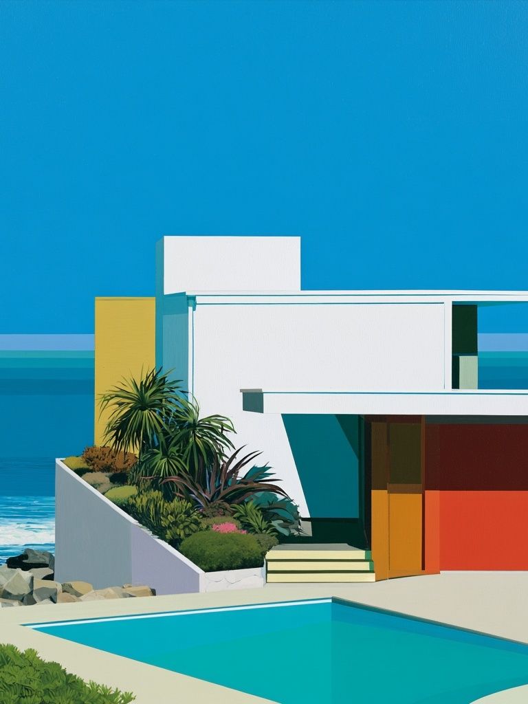 Modern Coastal House Poster. poster — architecture art
