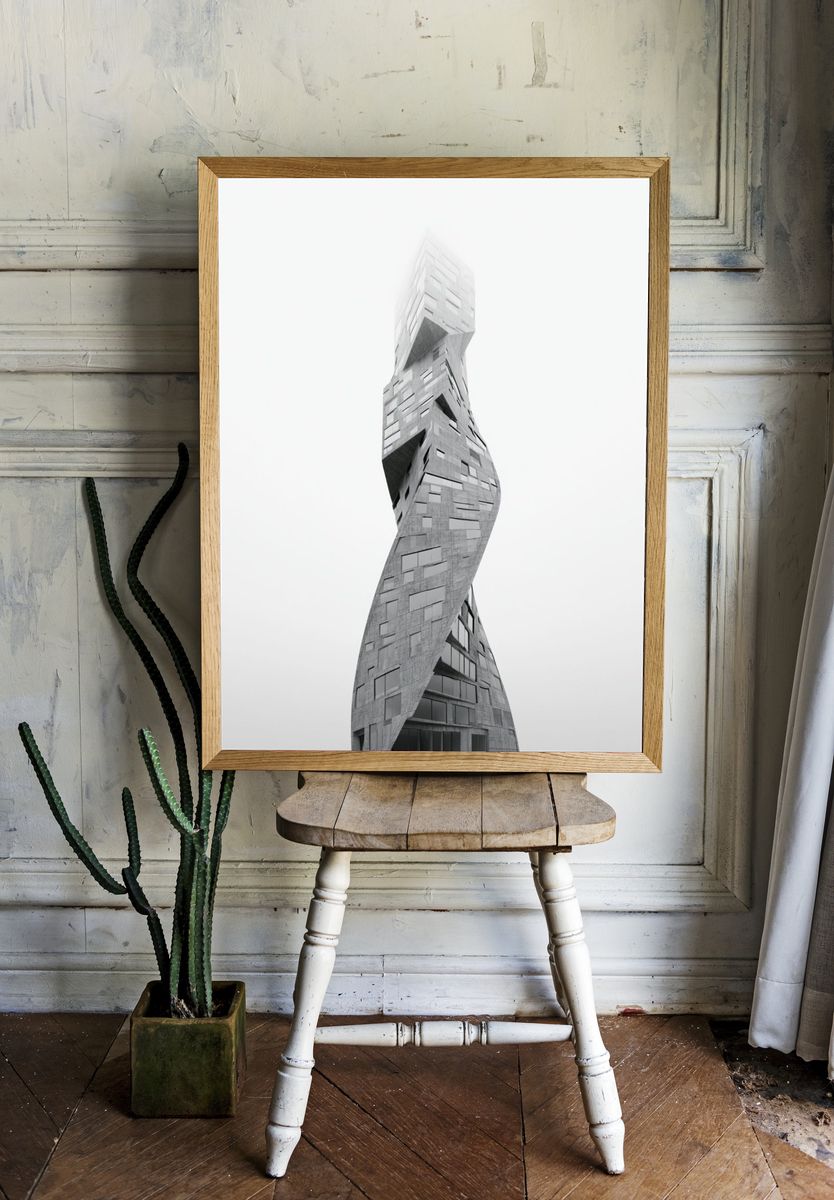 Twisting Tower Architecture Print. room preview