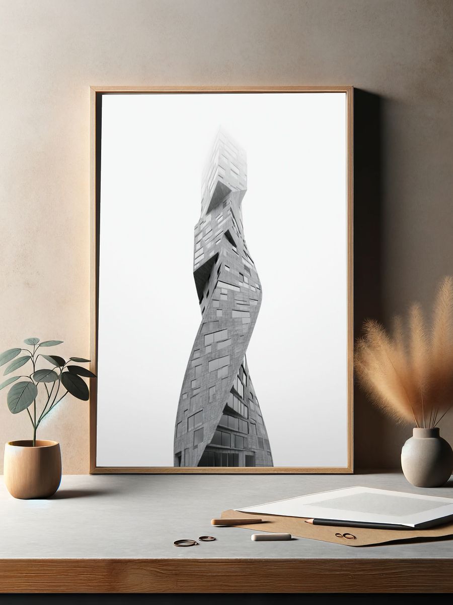 Twisting Tower Architecture Print. — room view 2