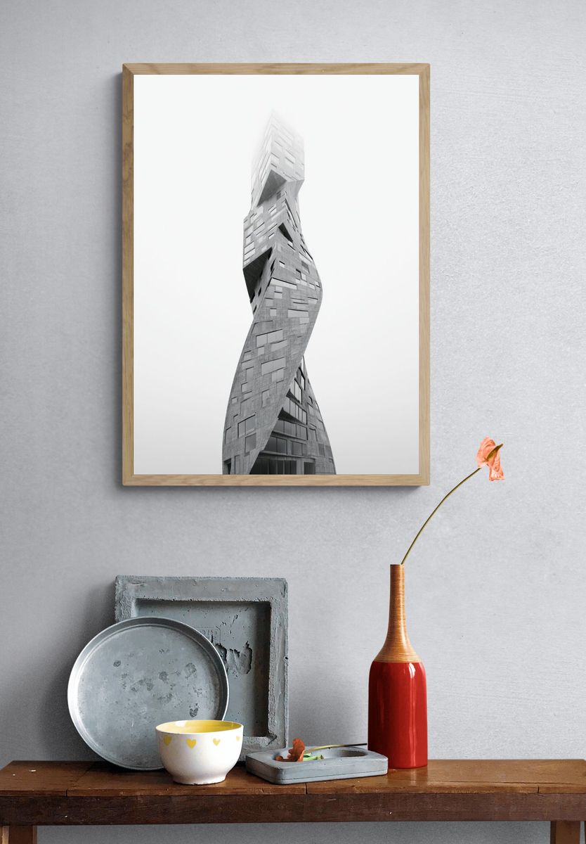 Twisting Tower Architecture Print. — room view 3