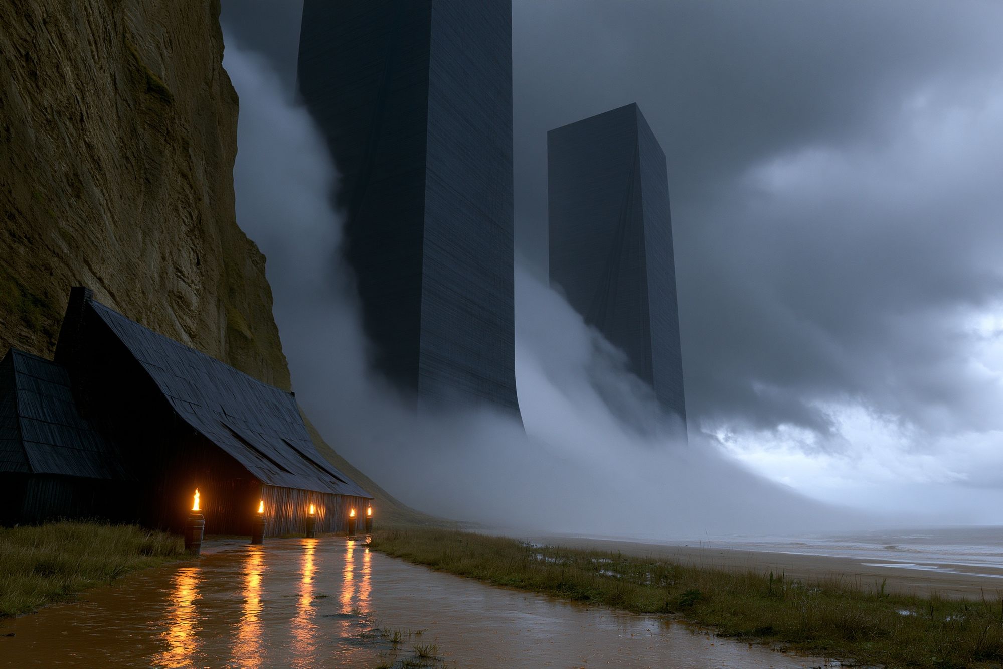 Stormy Coastal Monoliths Poster. poster — architecture art