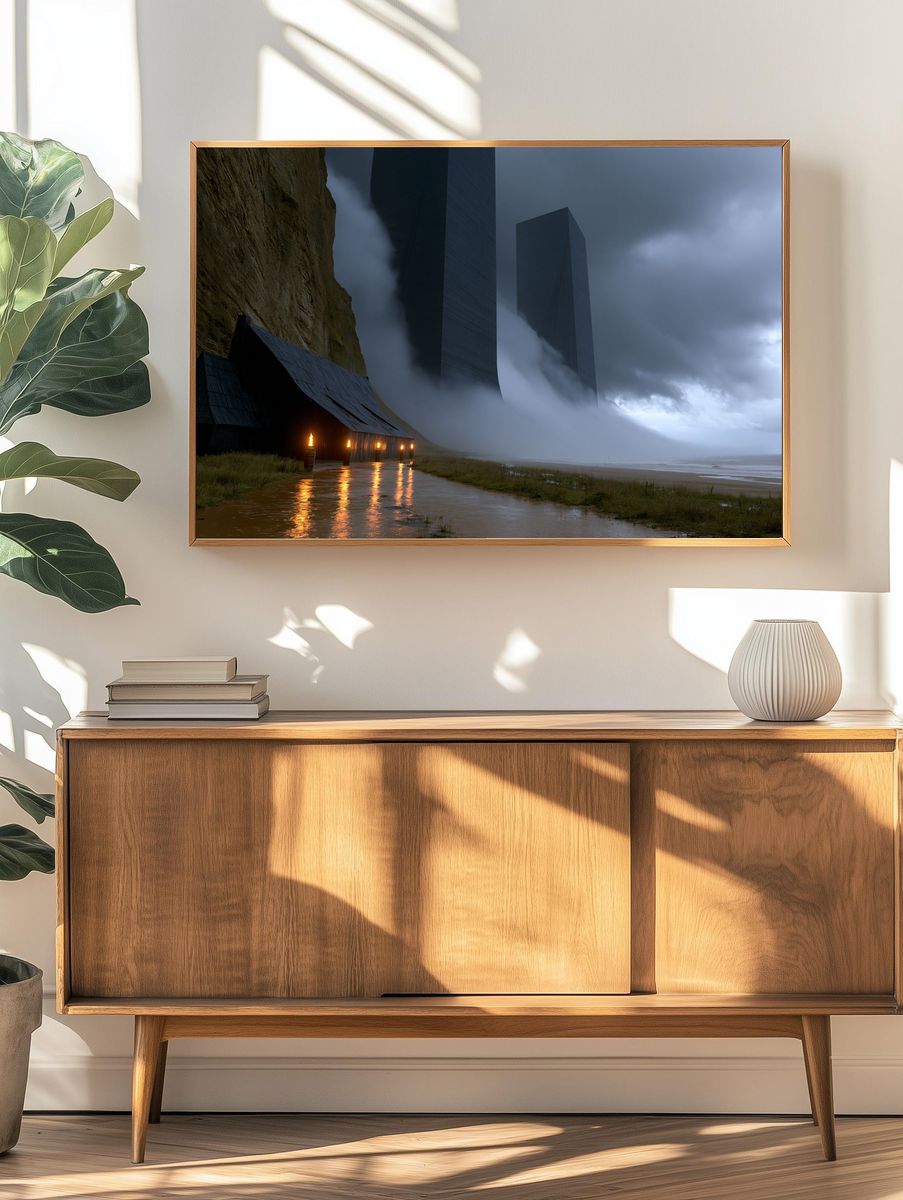 Stormy Coastal Monoliths Poster. — room view 3
