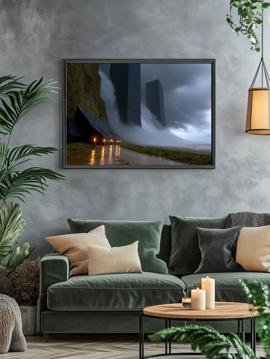 Stormy Coastal Monoliths Poster. — room view 4