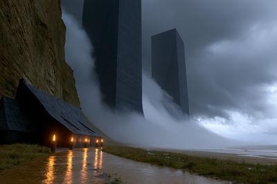 Stormy Coastal Monoliths Poster.