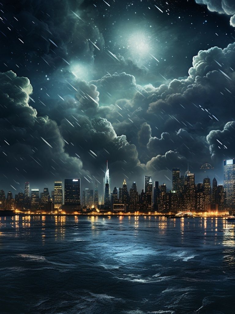 Stormy New York Skyline Print. poster detail