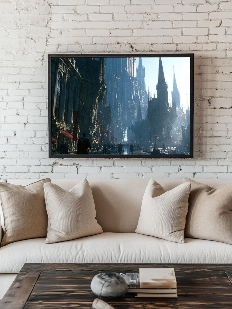 Gothic Cityscape Photography Poster. — room view 1