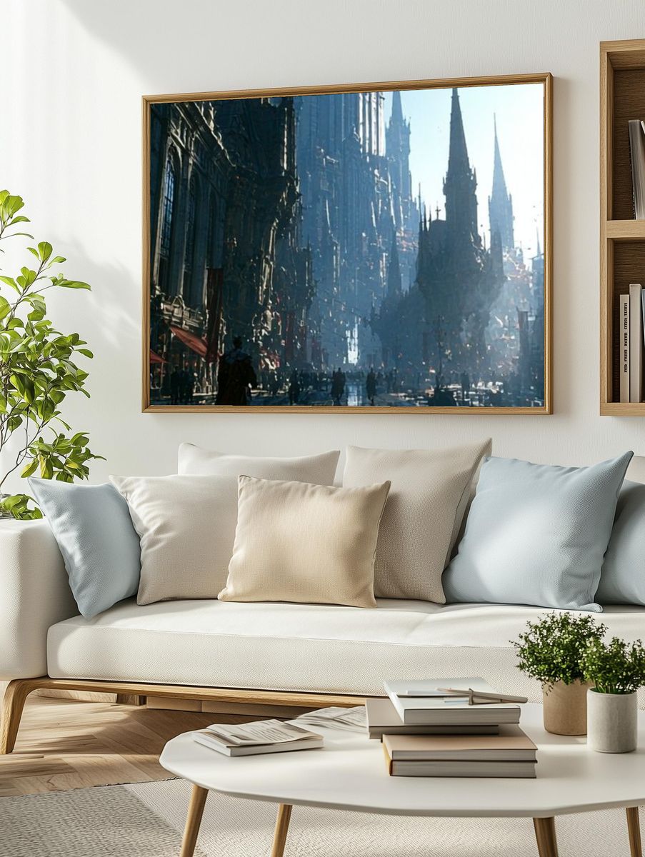 Gothic Cityscape Photography Poster. — room view 2