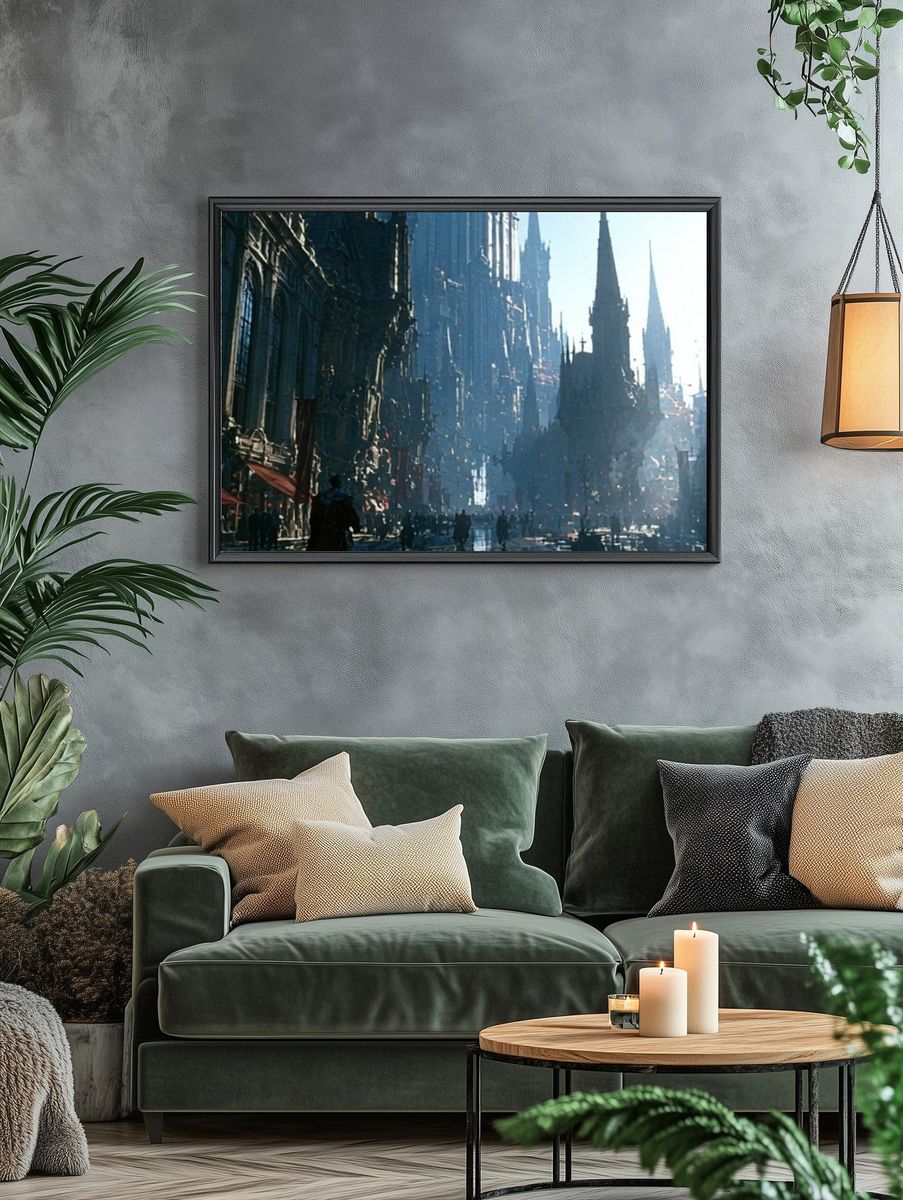 Gothic Cityscape Photography Poster. — room view 4