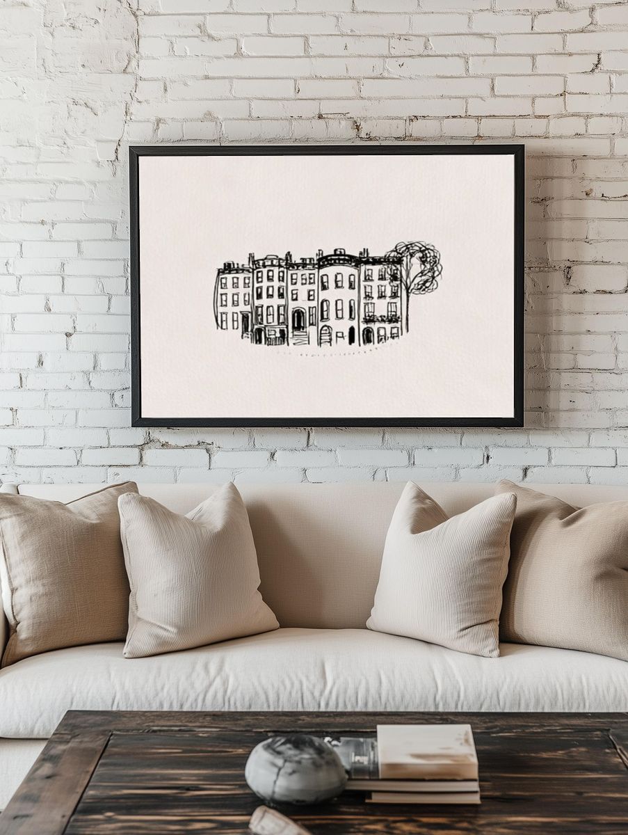 City Townhouses Line-Art Poster. room preview