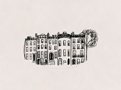 City Townhouses Line-Art Poster.
