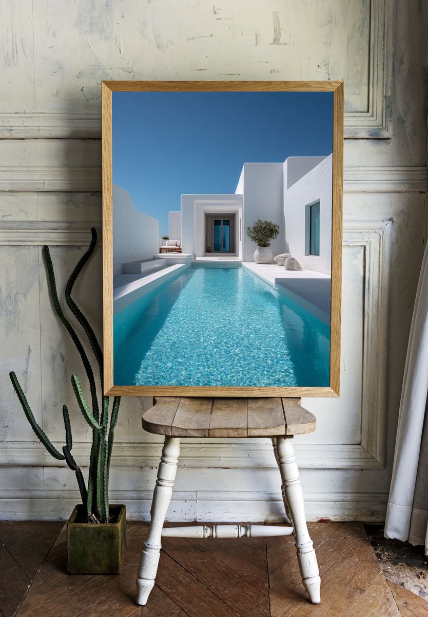 White Villa Pool Photography Poster. room preview