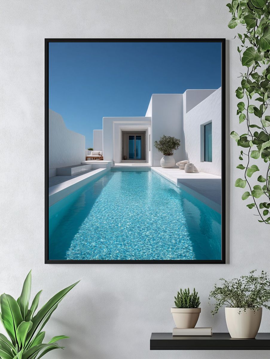 White Villa Pool Photography Poster. — room view 4