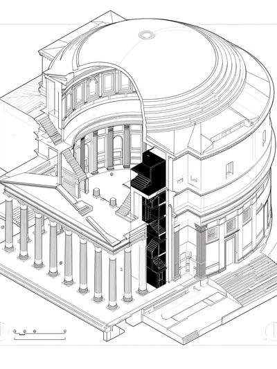 Architectural Cutaway Line Art Poster. poster print