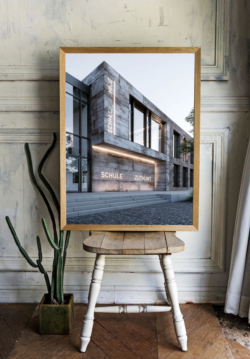 Modern School Facade Architecture Print. room preview