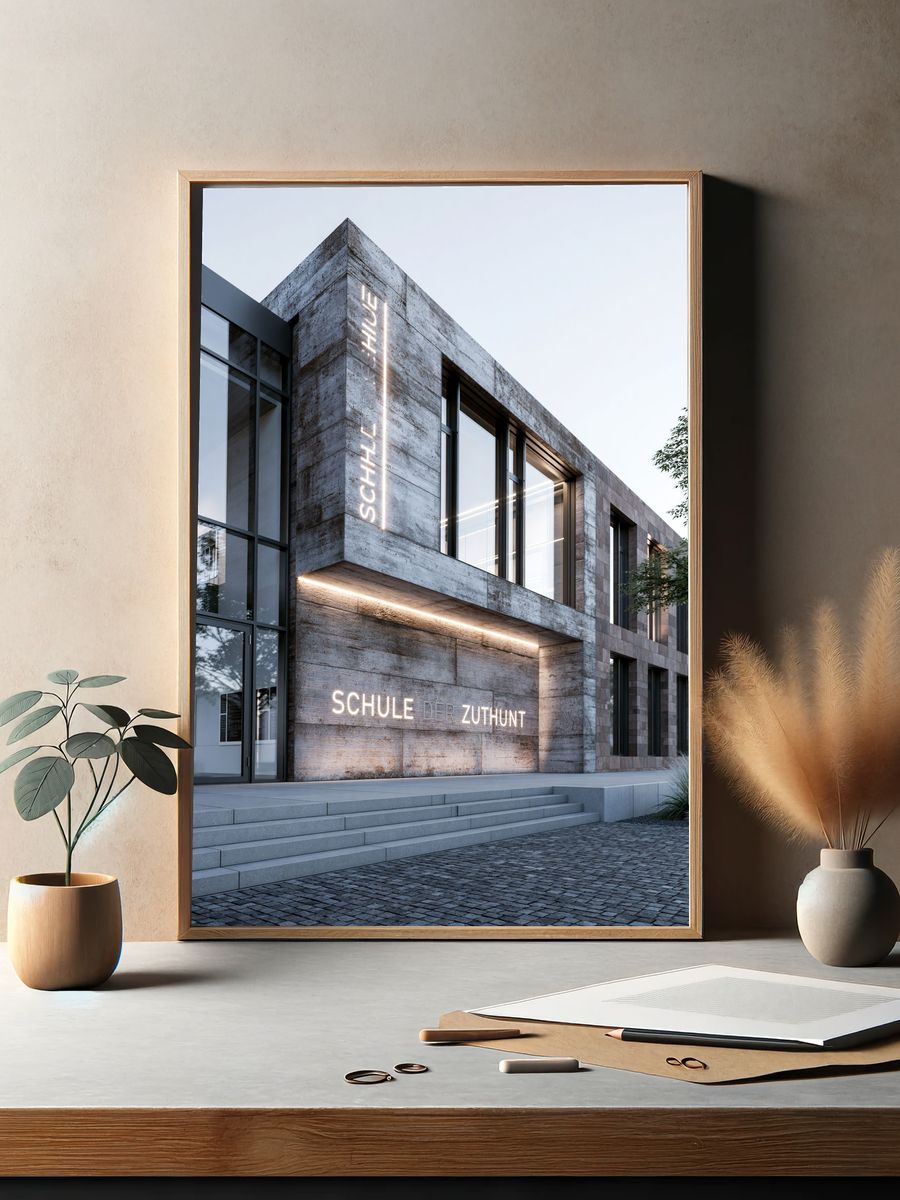 Modern School Facade Architecture Print. — room view 2