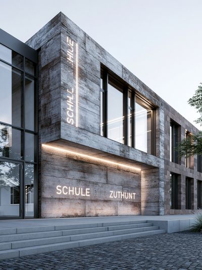 Modern School Facade Architecture Print.