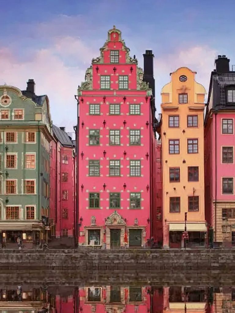 Gamla Stan Waterfront Houses Poster. poster detail