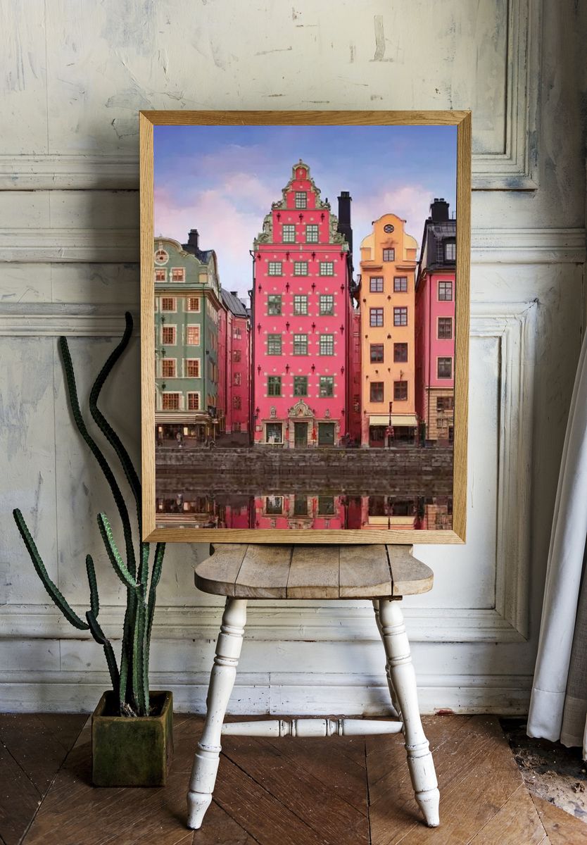 Gamla Stan Waterfront Houses Poster. room preview