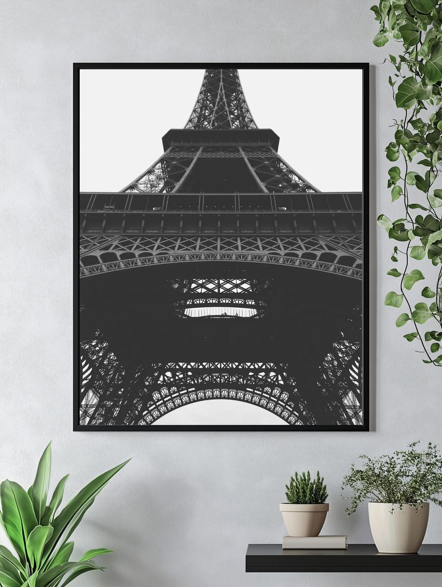 black-and-white shot bottom Eiffel Tower. — room view 4