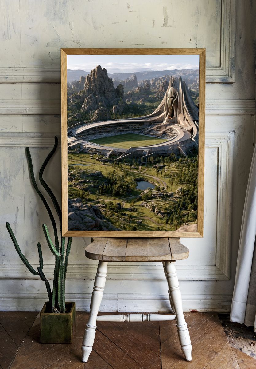 Fantasy Mountain Stadium Print. room preview