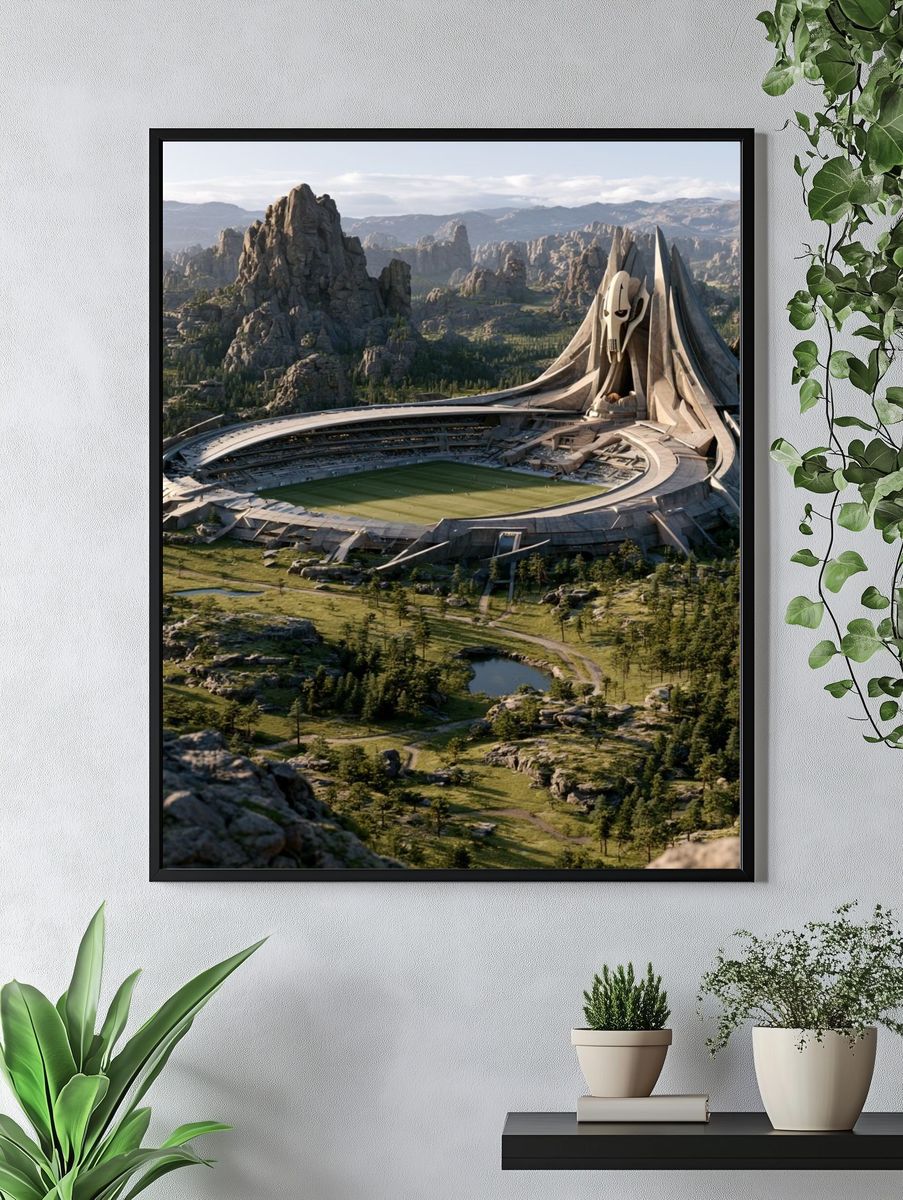 Fantasy Mountain Stadium Print. — room view 4